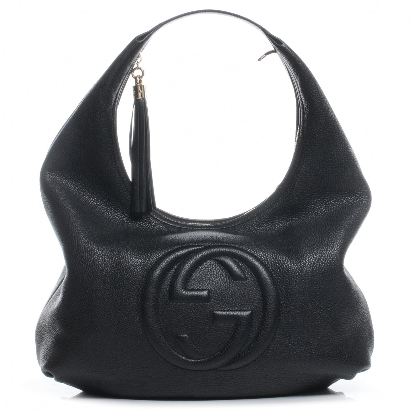 Pebbled Calfskin Large Soho Hobo Black