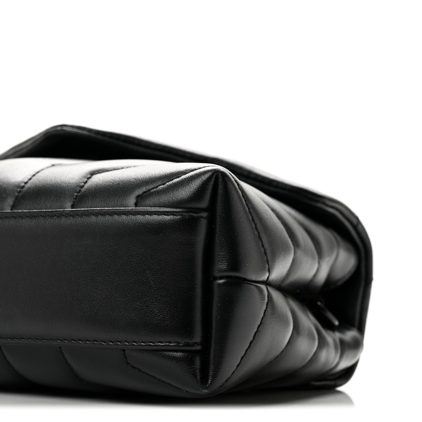 Calfskin Y Quilted Monogram Monochrome Toy Loulou Crossbody Bag Black