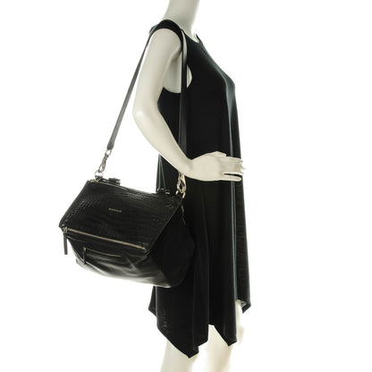 Givenchy Smooth Calfskin Crocodile Embossed Medium Pandora Black 2 of 7