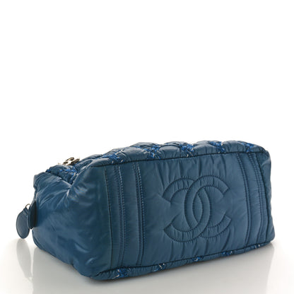 Chanel Nylon Quilted Tweed Stitch Bubble Camera Case Blue 5 of 13
