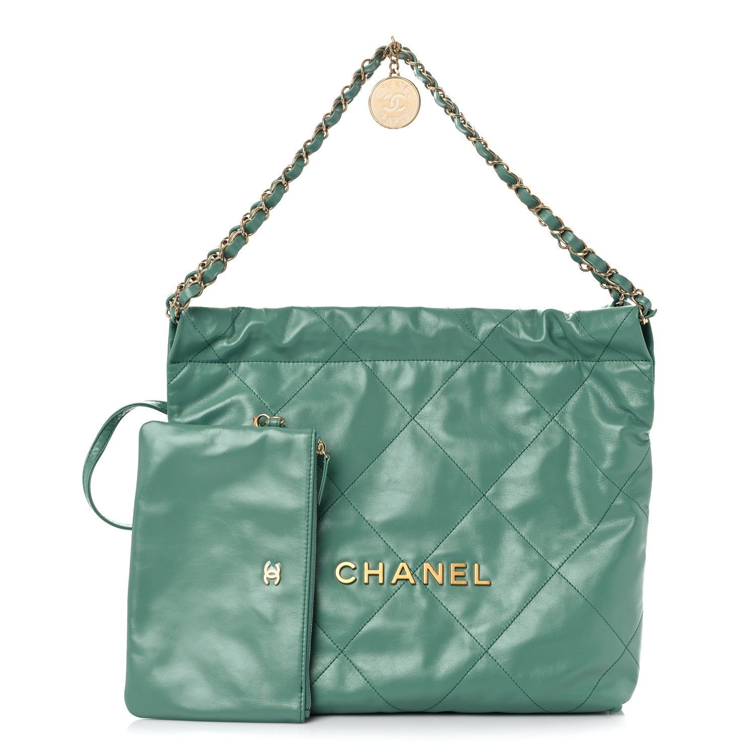 Chanel Shiny Calfskin Quilted Small Chanel 22 Green 1 of 10