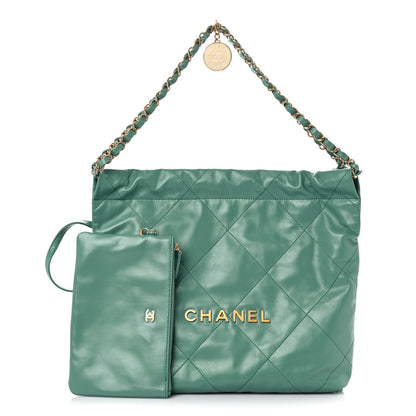 Chanel Shiny Calfskin Quilted Small Chanel 22 Green 1 of 10