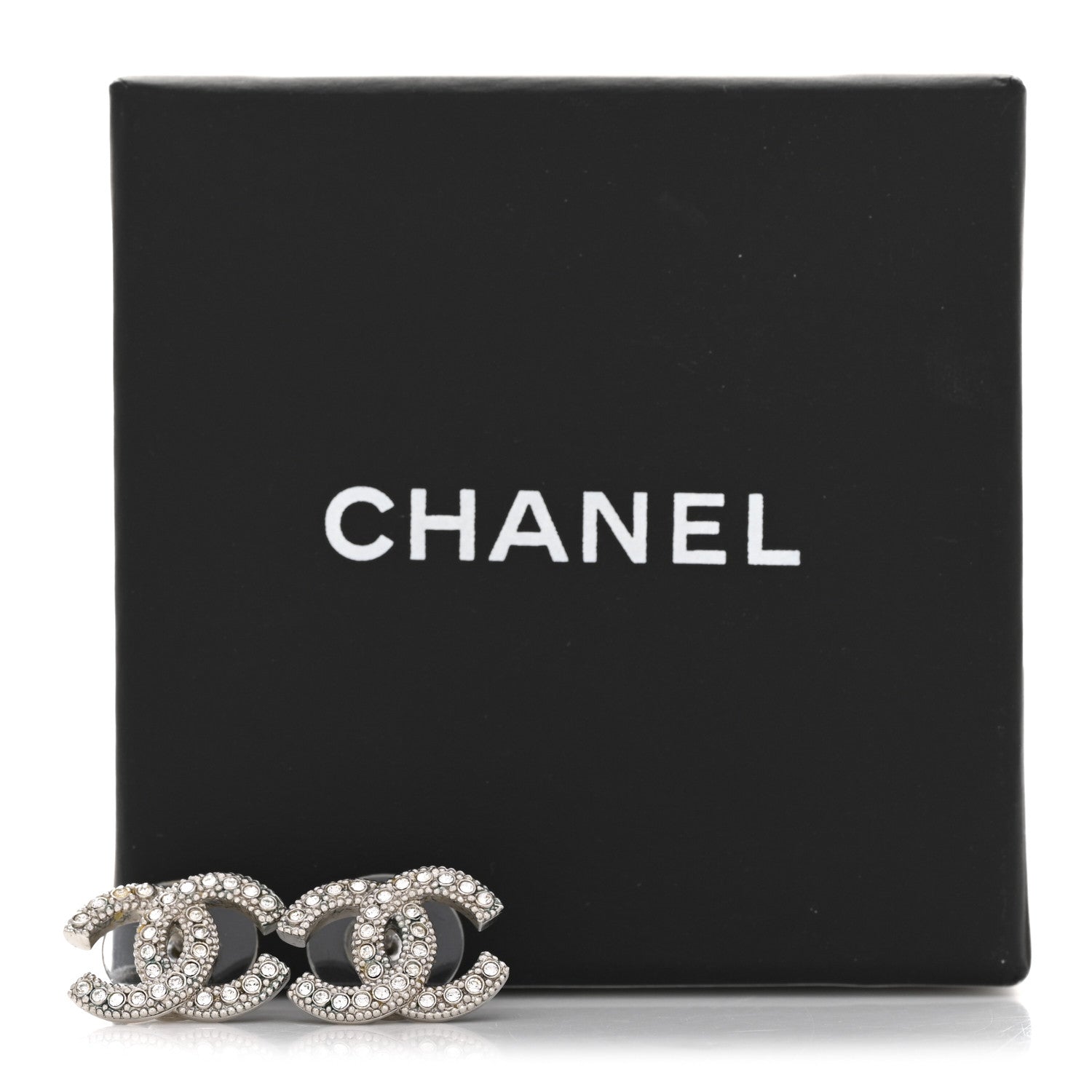 Chanel Crystal CC Earrings Silver 5 of 5
