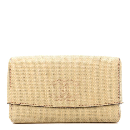 Chanel Woven Straw Raffia Clutch Beige 1 of 7