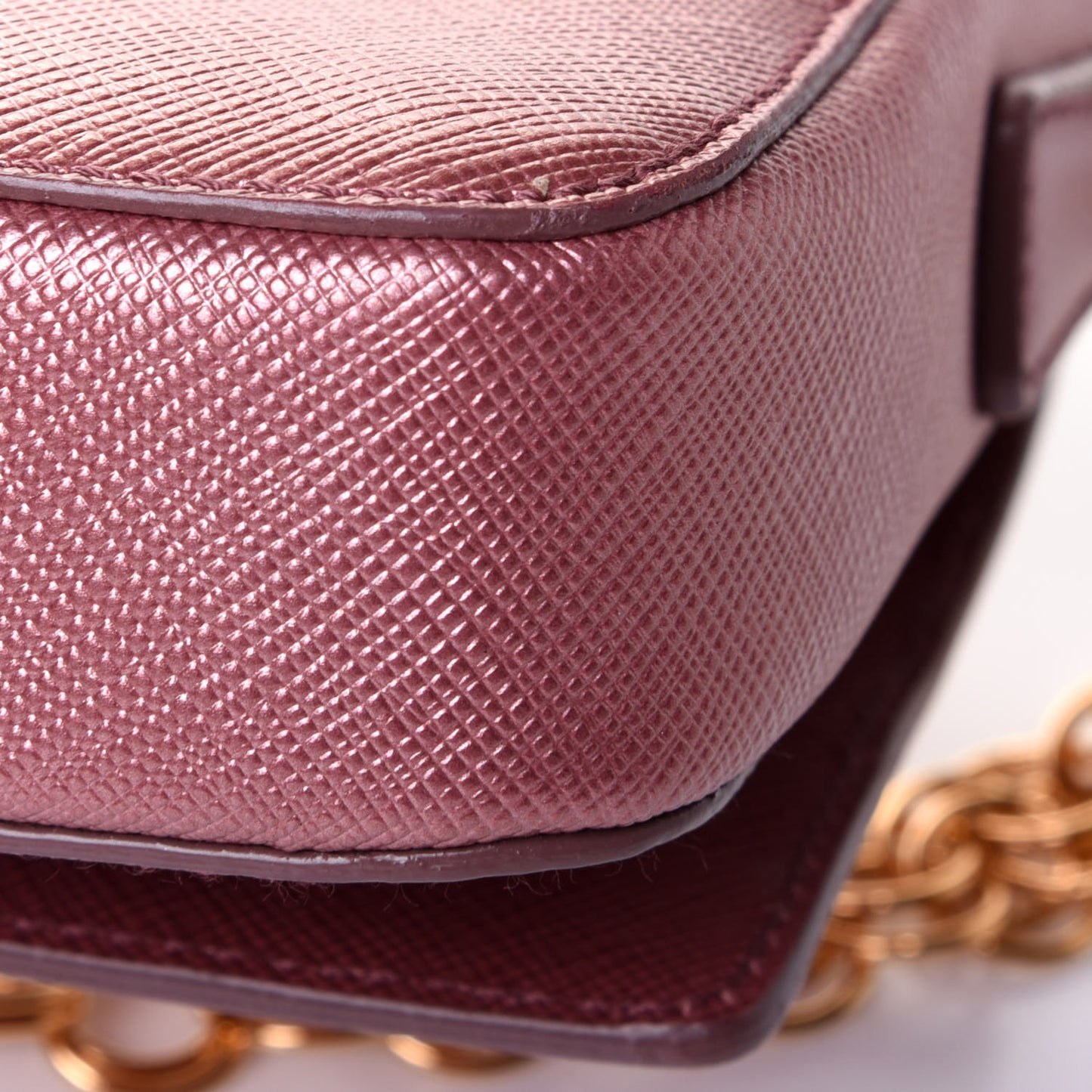 Saffiano Lux Chain Clutch Antico Mordore
