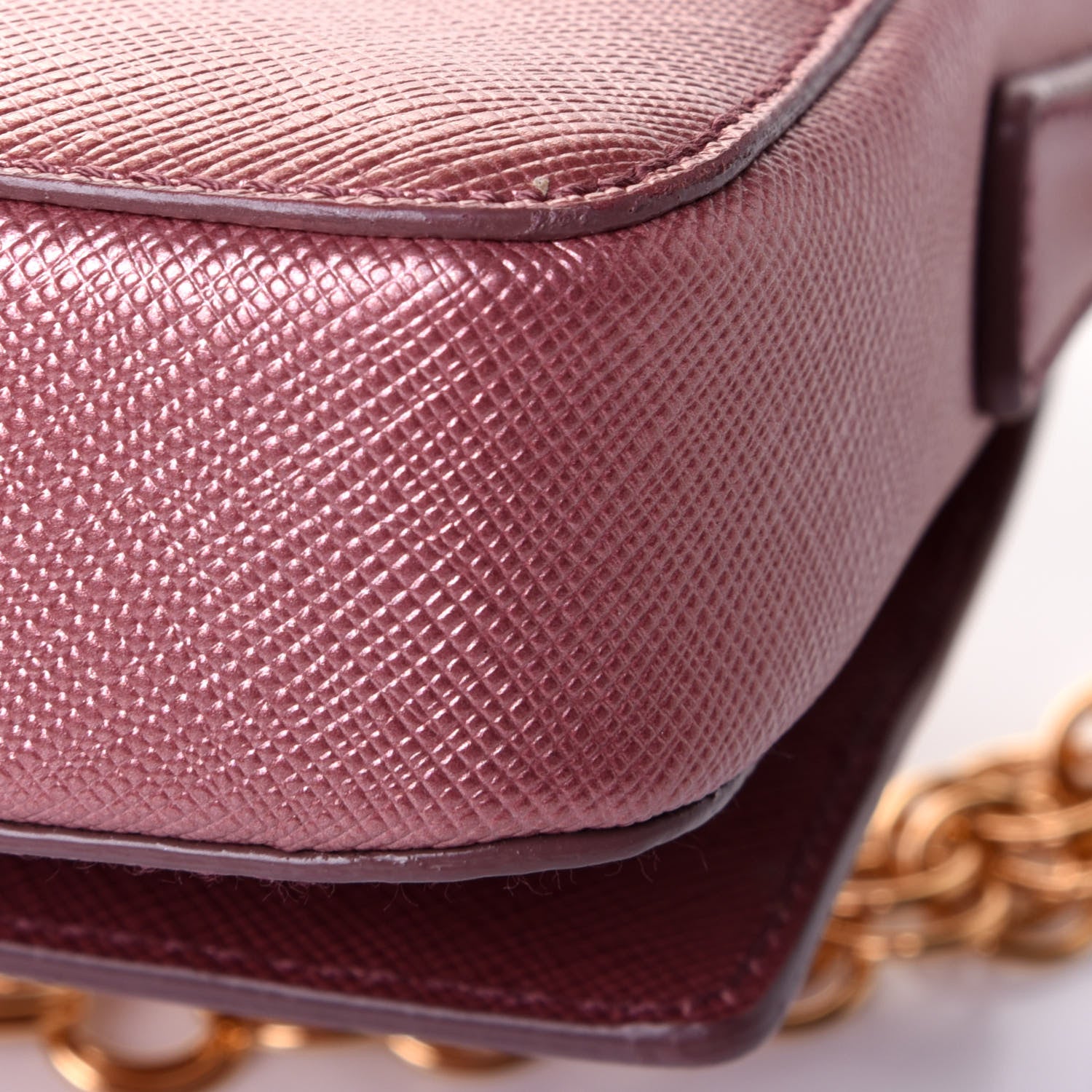 Prada Saffiano Lux Chain Clutch Antico Mordore 5 of 5