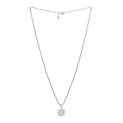 David Yurman Sterling Silver Diamond Pave 7mm Petite Albion Pendant Necklace 3 of 5