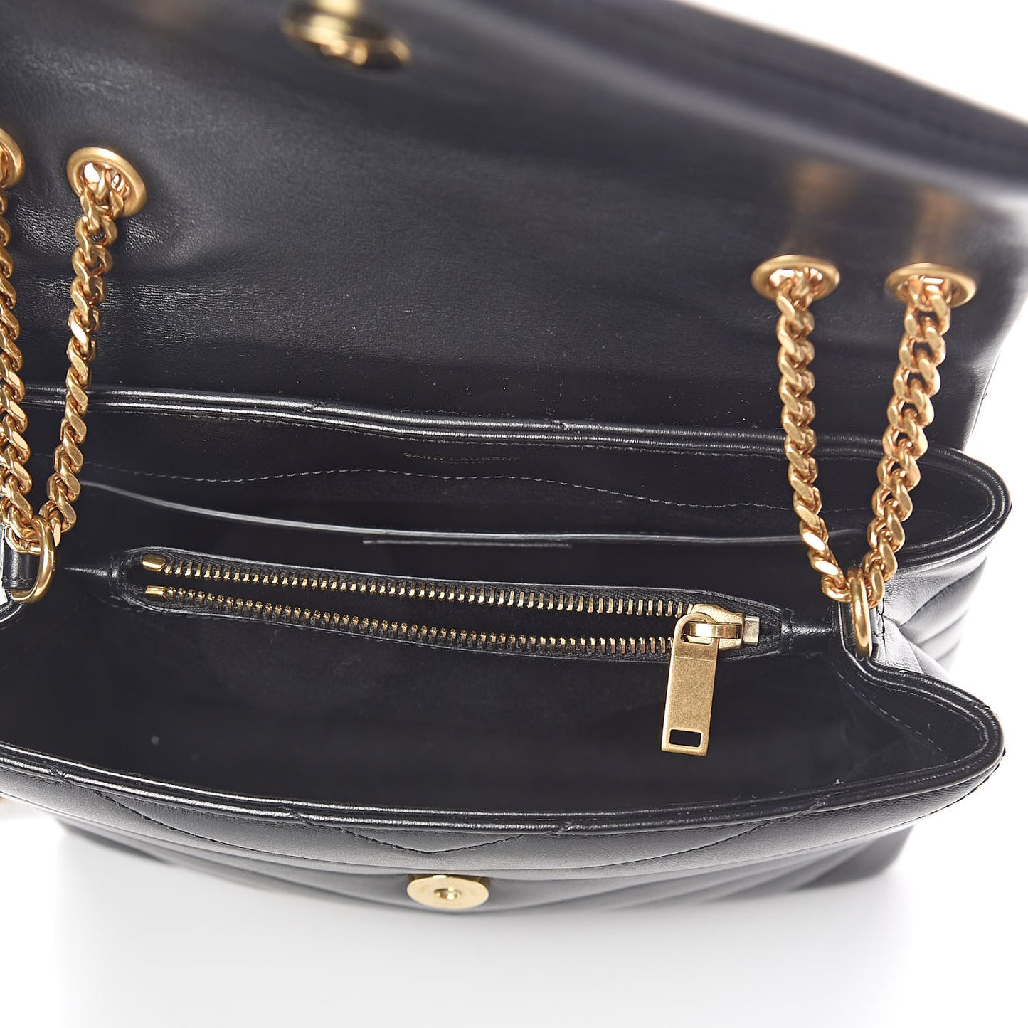 Calfskin Y Quilted Monogram Small Loulou Chain Satchel Black