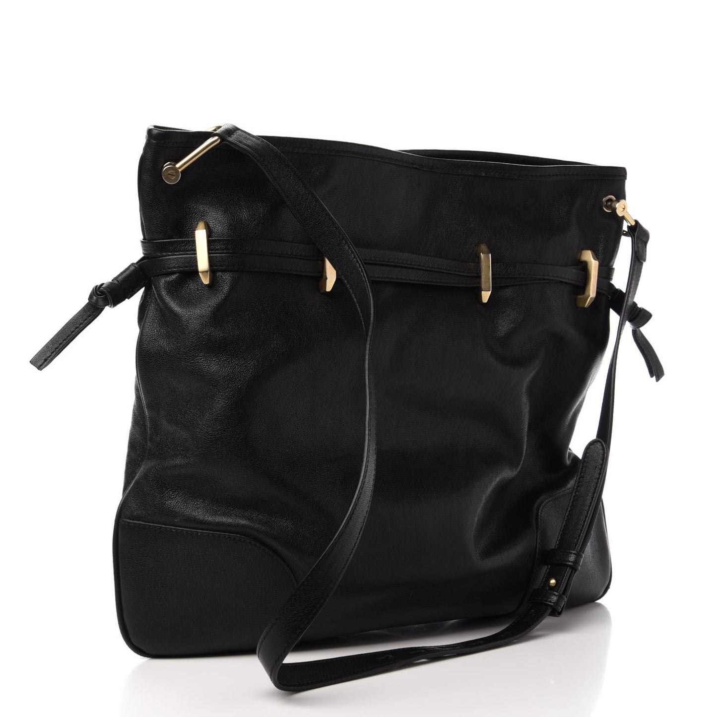 Sakai Calfskin Horsebit 1955 Cinch Top Messenger Bag Black