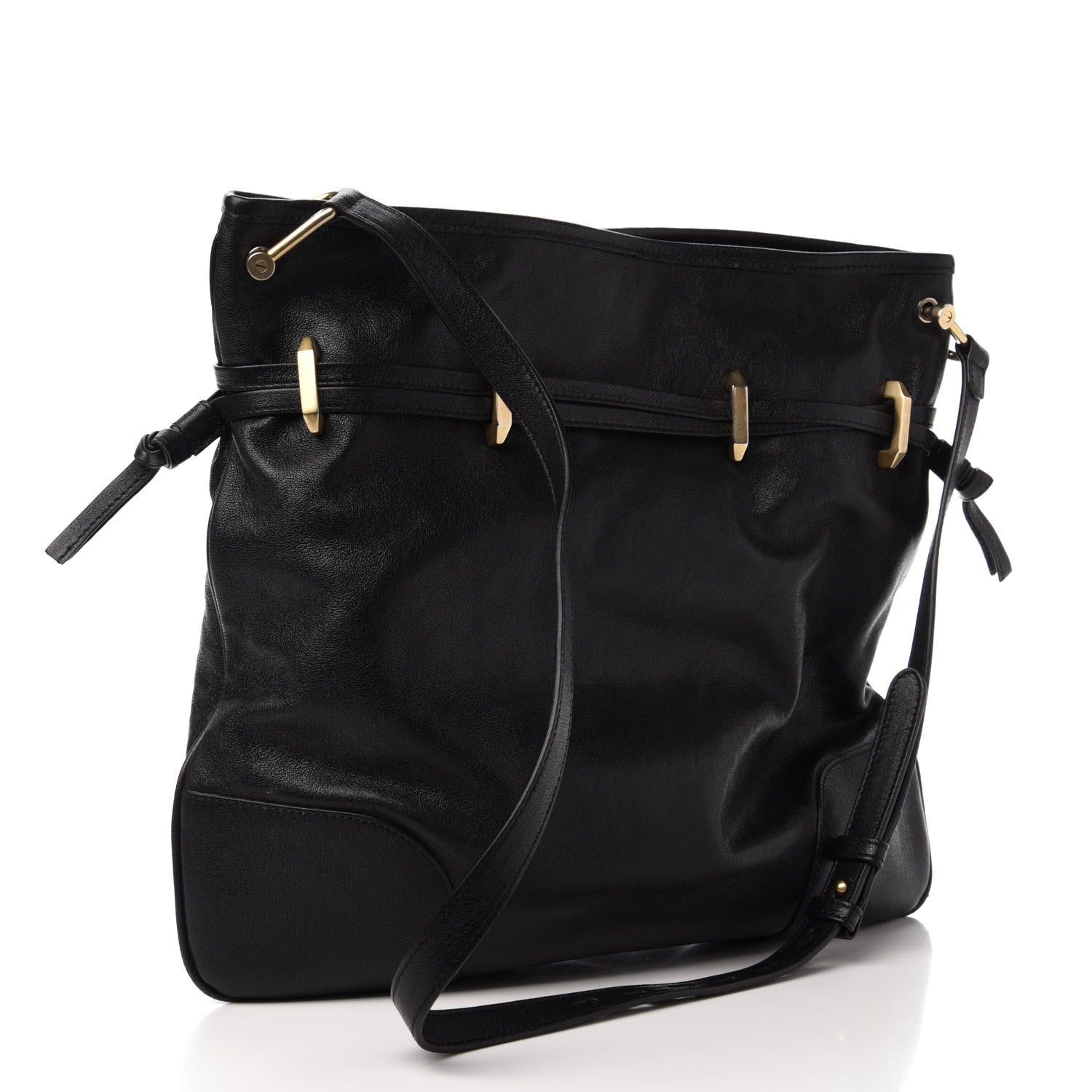 Gucci Sakai Calfskin Horsebit 1955 Cinch Top Messenger Bag Black 3 of 12