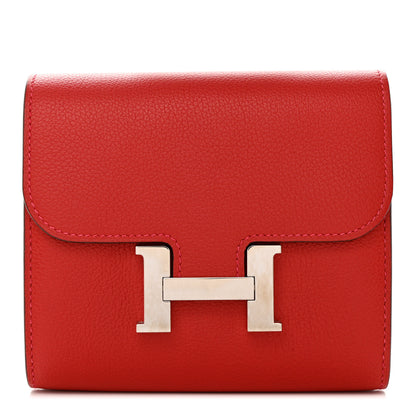 Hermes Epsom Constance Compact Passant Wallet Rouge Casaque 1 of 10