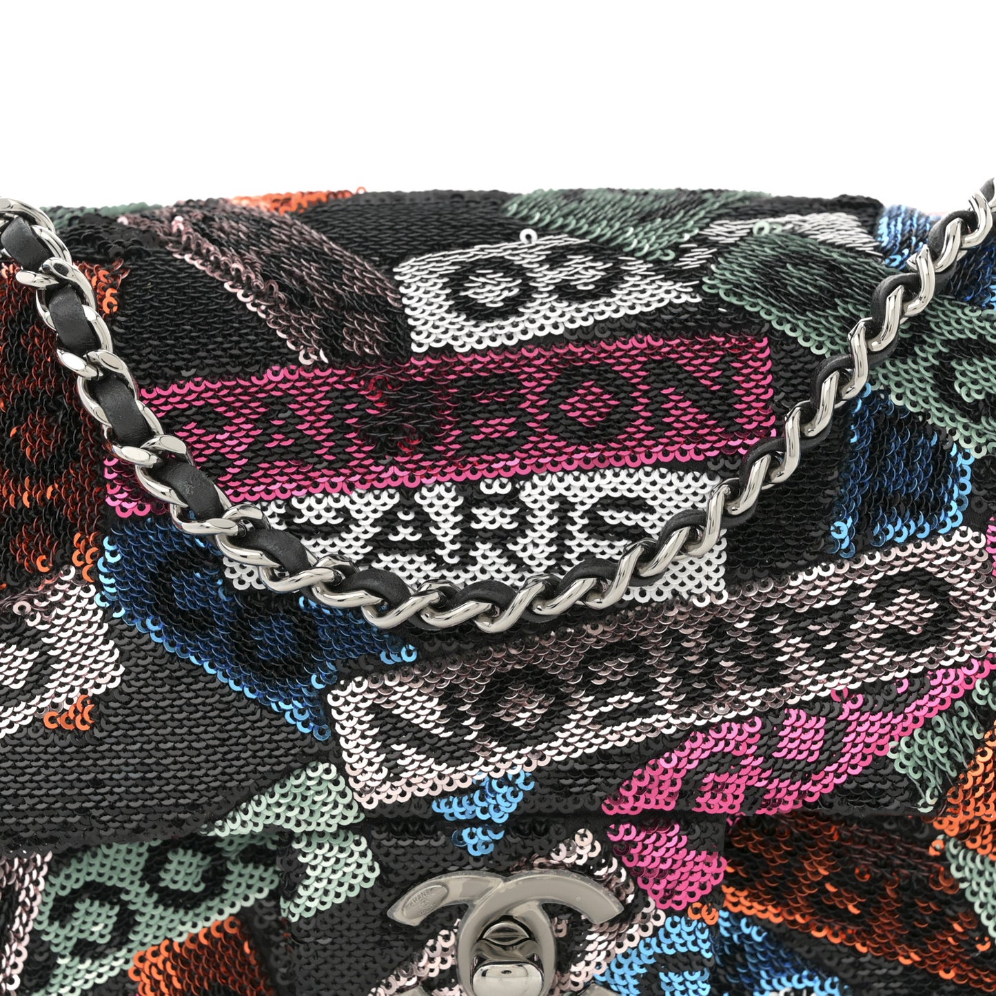 Sequin Logo Small Flap Ruthenium Multicolor