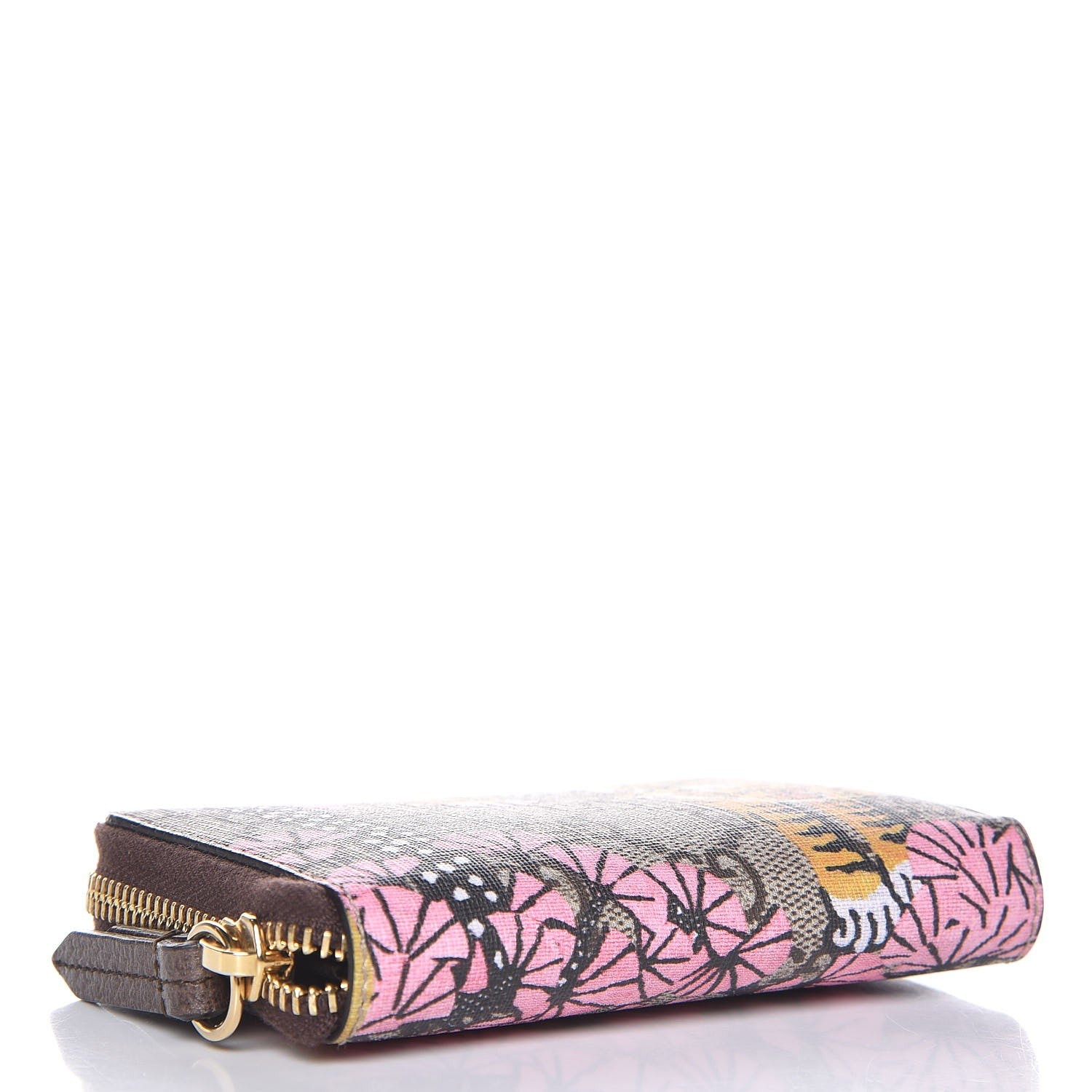 Gucci GG Supreme Monogram Bengal Zip Around Card Case Wallet Beige Pink 4 of 7