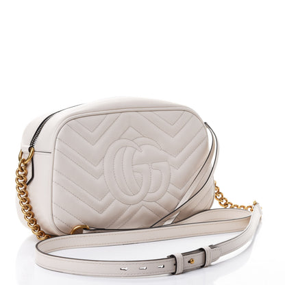 Gucci Calfskin Matelasse Small GG Marmont Chain Shoulder Bag White 2 of 4