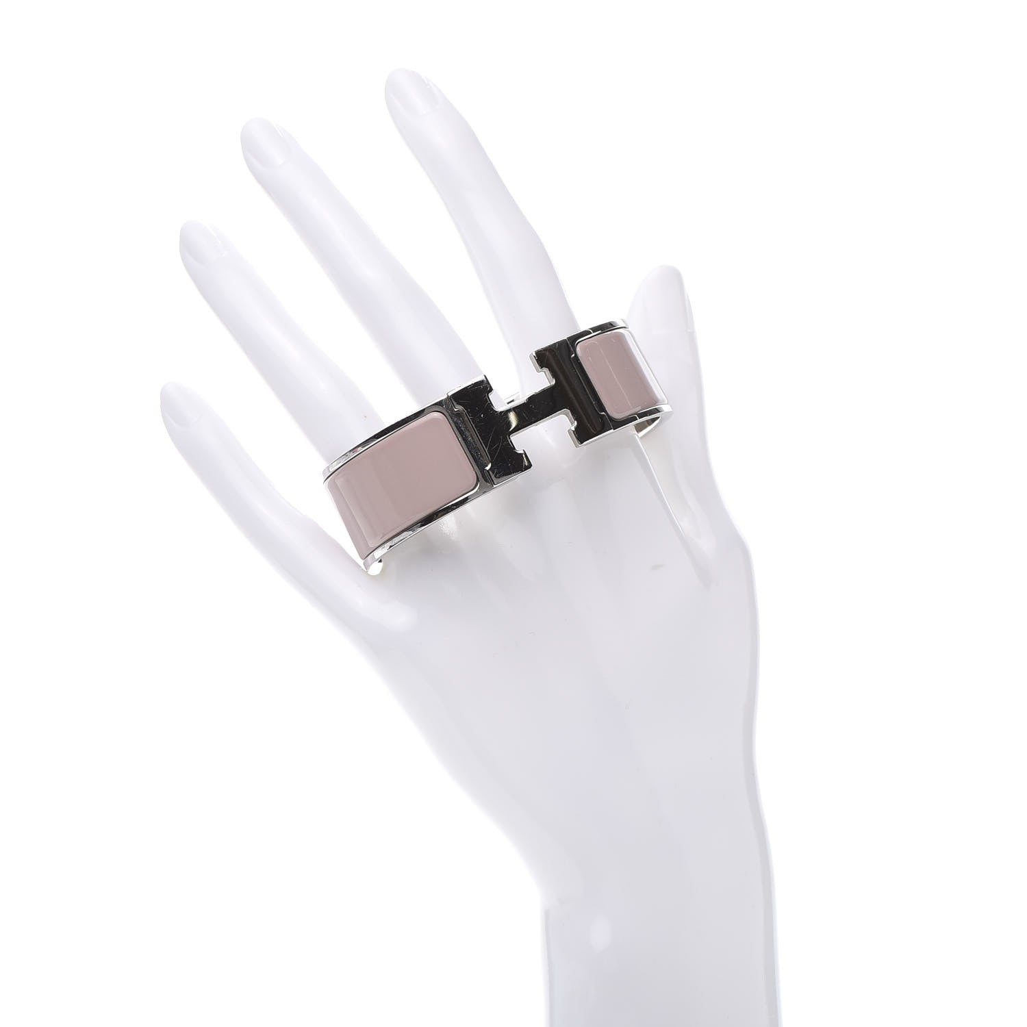 Hermes Enamel Wide Clic Clac H Bracelet GM Beige Rose 2 of 4