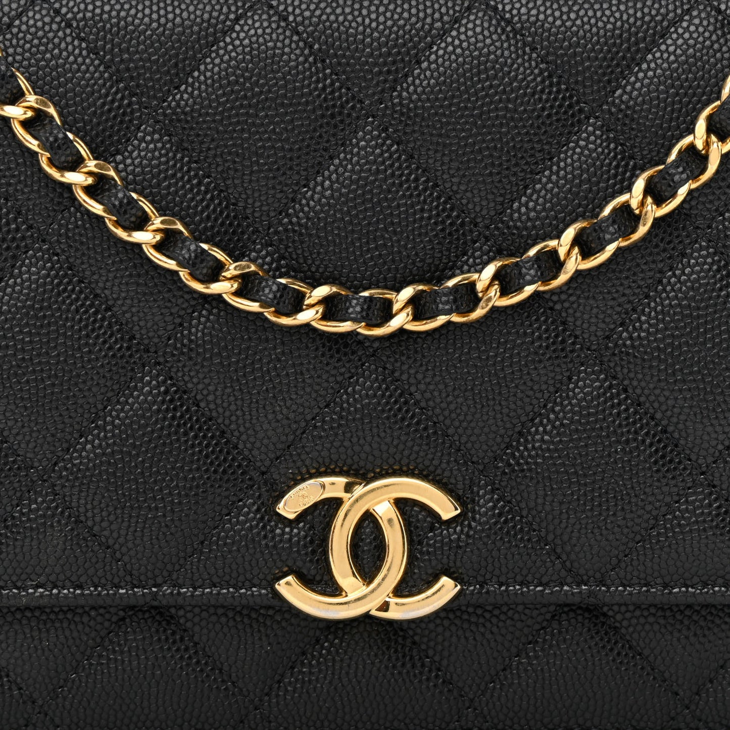 Caviar Quilted Coco First Wallet On Chain WOC Black