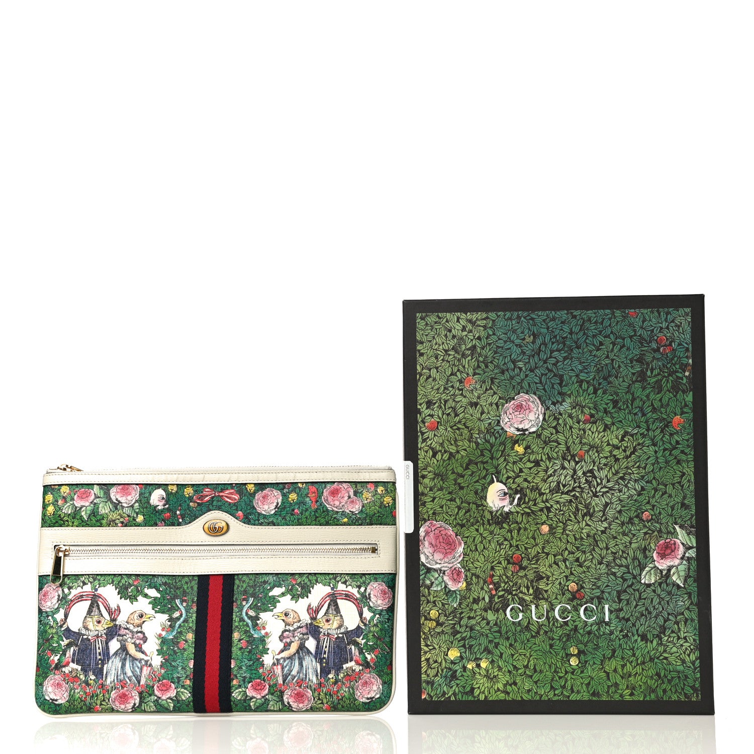 Gucci X YUKO HIGUCHI Canvas Calfskin GG Web Yuko Higuchi Print Large Ophidia Pouch Clutch White 11 of 11