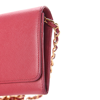 Prada Saffiano Metal Oro Chain Wallet Peonia 12 of 13
