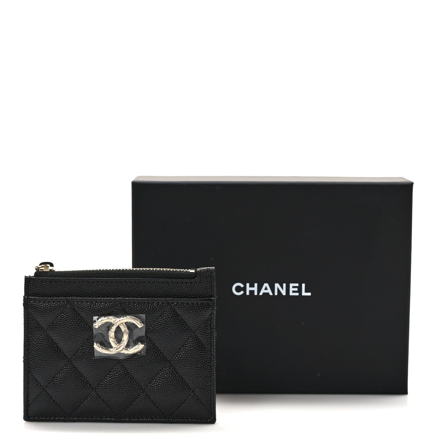 Chanel Caviar Quilted CC Logo Zip Card Holder Black 8 of 8