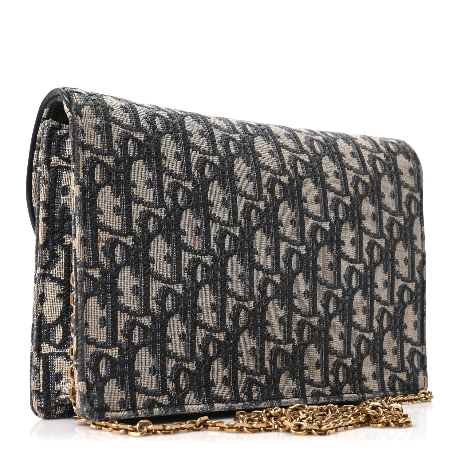 Christian Dior Oblique Saddle Chain Pouch Blue 3 of 9
