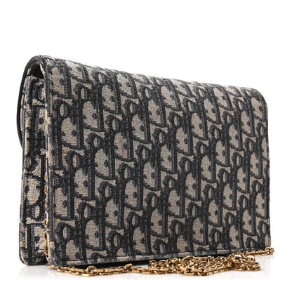 Christian Dior Oblique Saddle Chain Pouch Blue 3 of 9