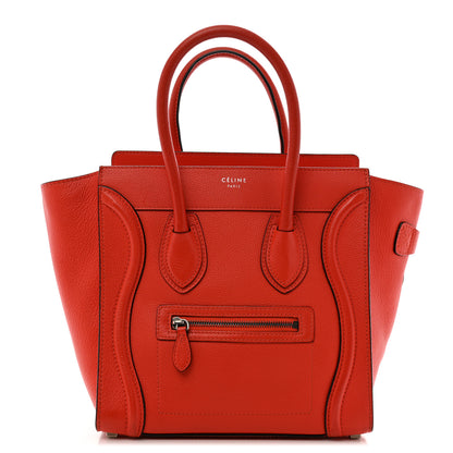Celine Pebbled Calfskin Micro Luggage Vermillion 1 of 13