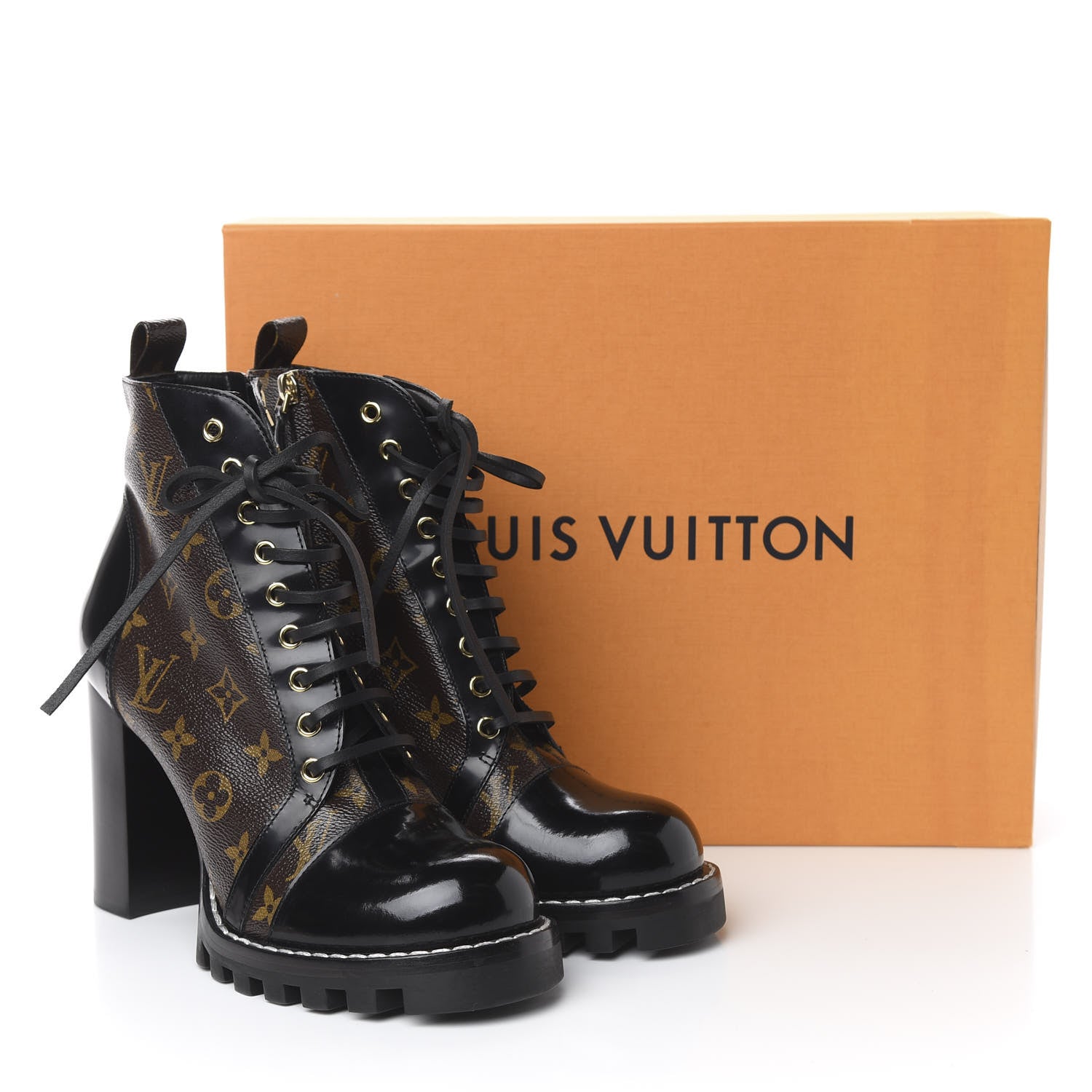 Louis Vuitton Patent Calfskin Monogram Star Trail Ankle Boots 41 Black 10 of 10