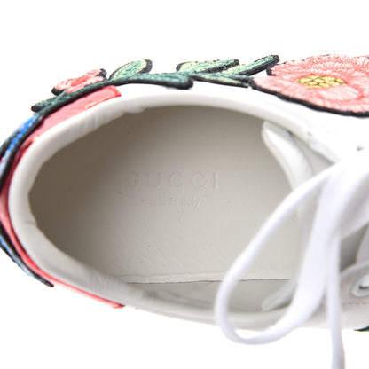 Gucci Calfskin Web Floral Embroidered Womens Ace Sneakers 35.5 White 7 of 9