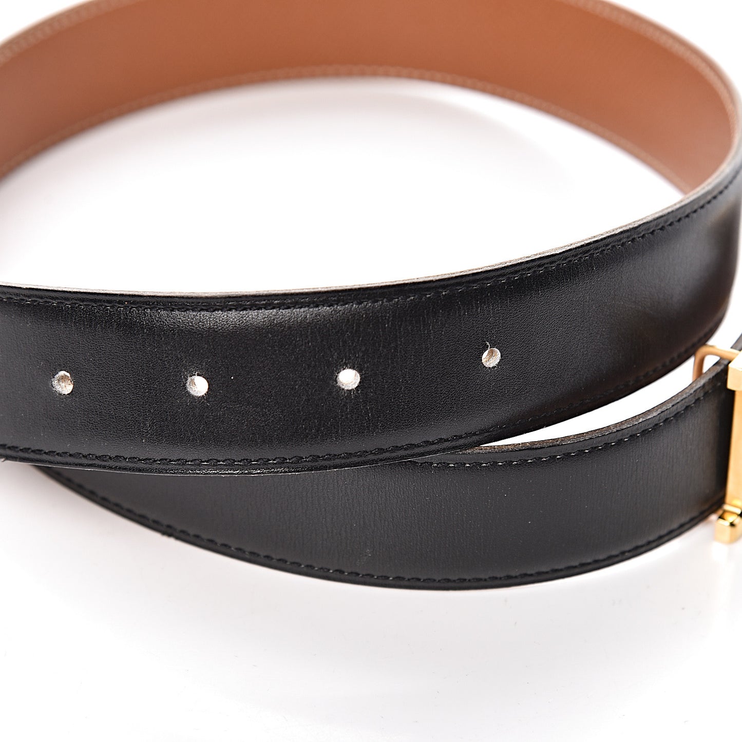 Box Courchevel 32mm H Belt 65 Black Gold