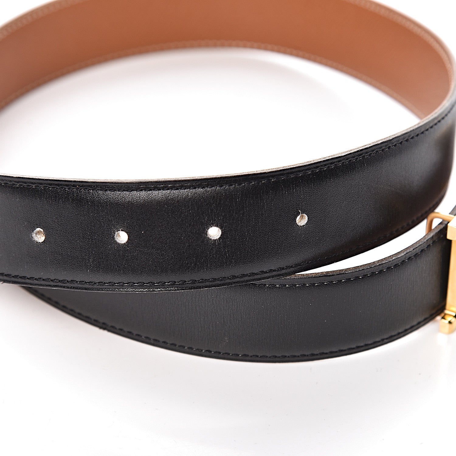 Hermes Box Courchevel 32mm H Belt 65 Black Gold 6 of 7
