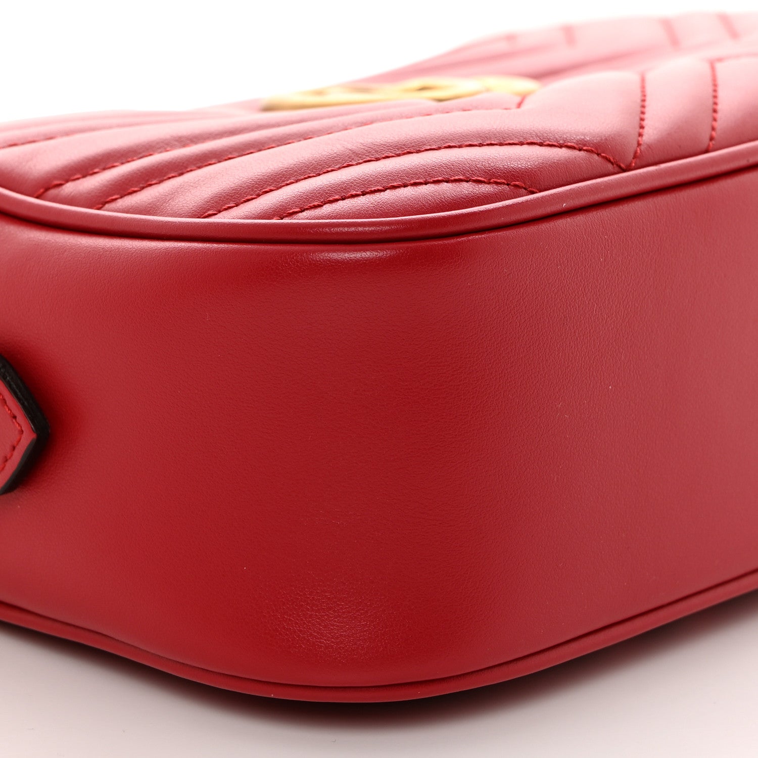Gucci Calfskin Matelasse Small GG Marmont Chain Shoulder Bag Hibiscus Red 10 of 11