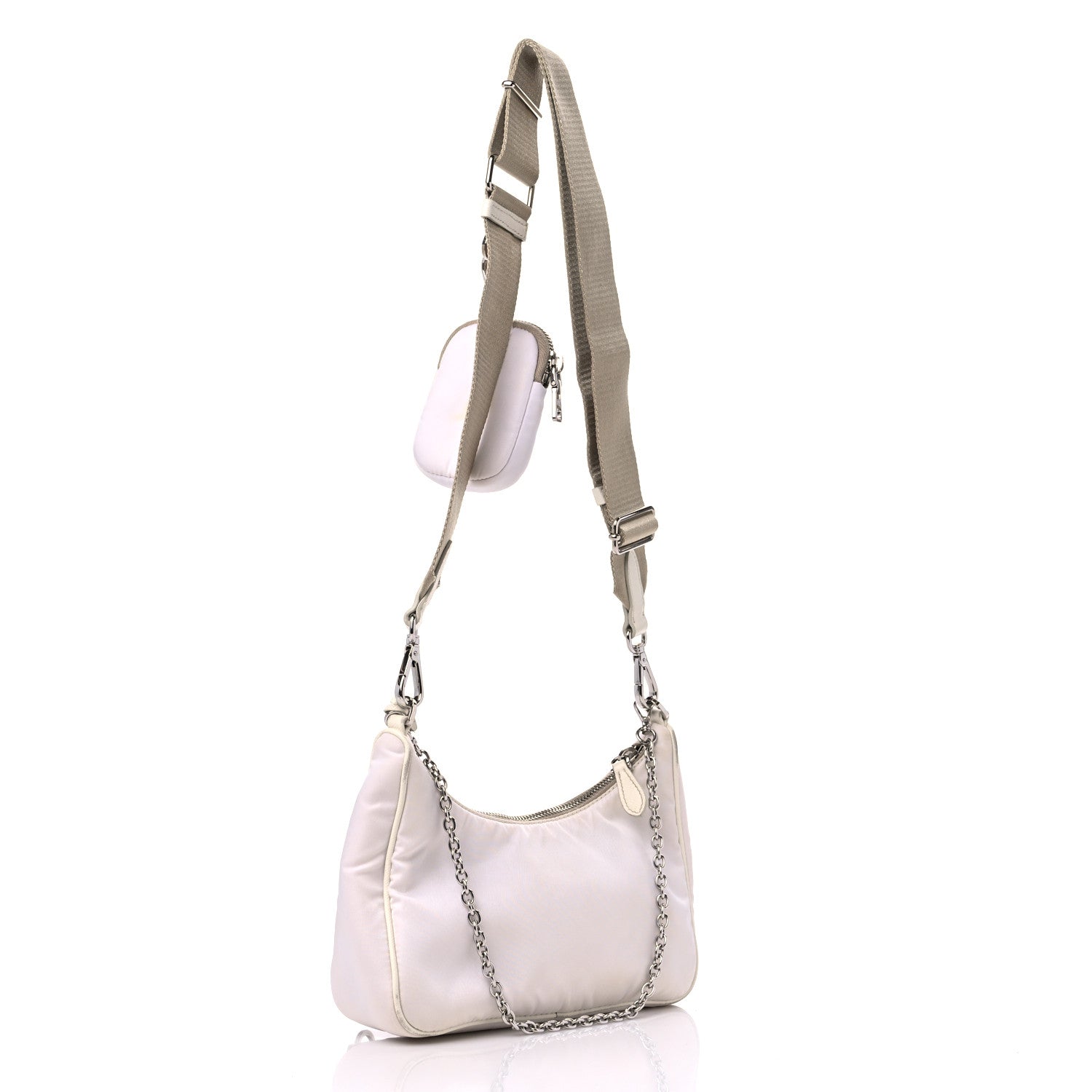 Prada Nylon Re-Edition 2005 Shoulder Bag White 3 of 16