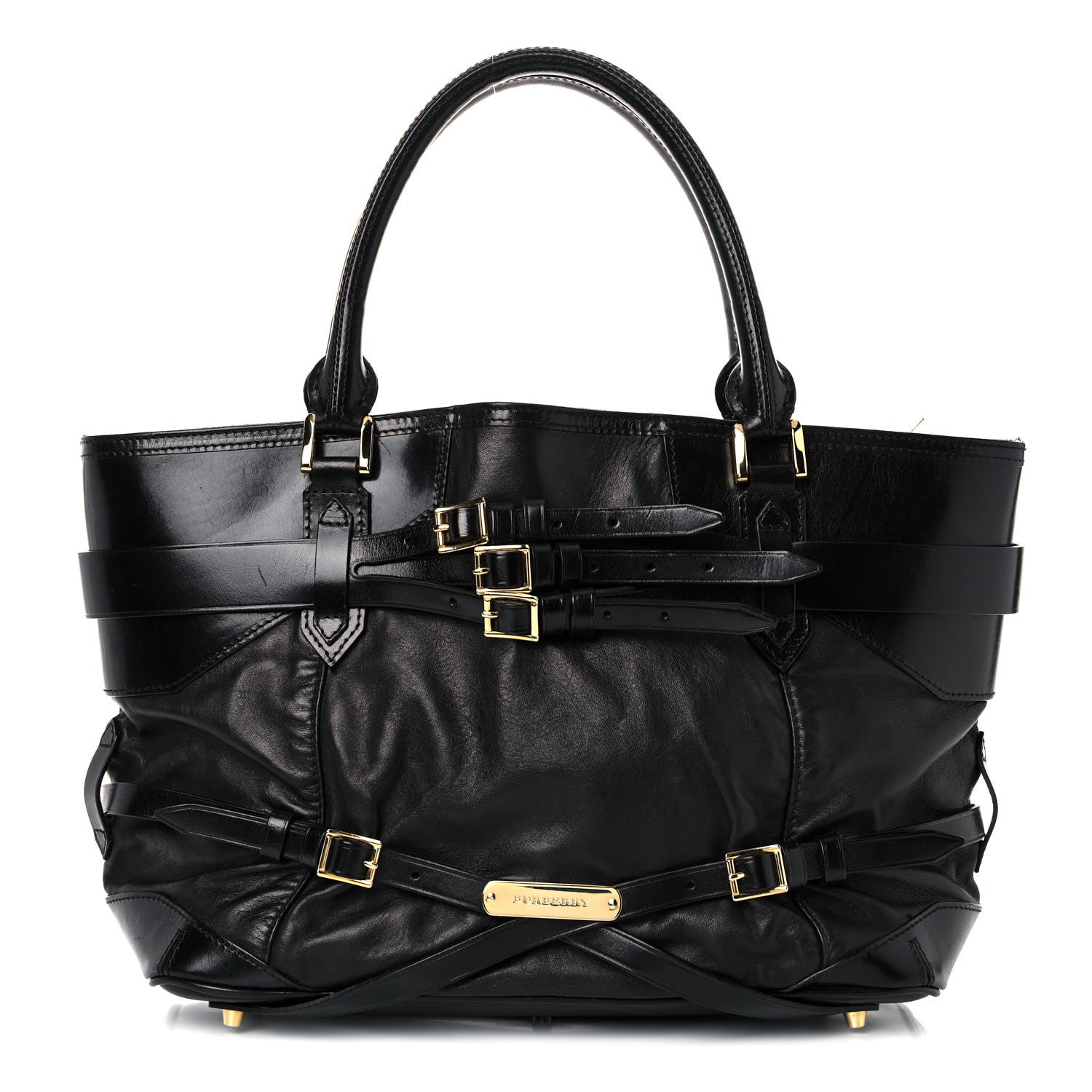 Burberry Lambskin Bridle Calfskin Medium Landscape Lynher Tote Black 1 of 18