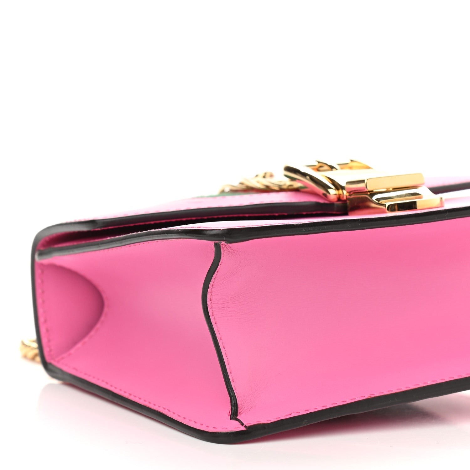 Gucci Vitello Fontanella Web Mini Sylvie Chain Shoulder Bag Pink Tropical Flower 8 of 9