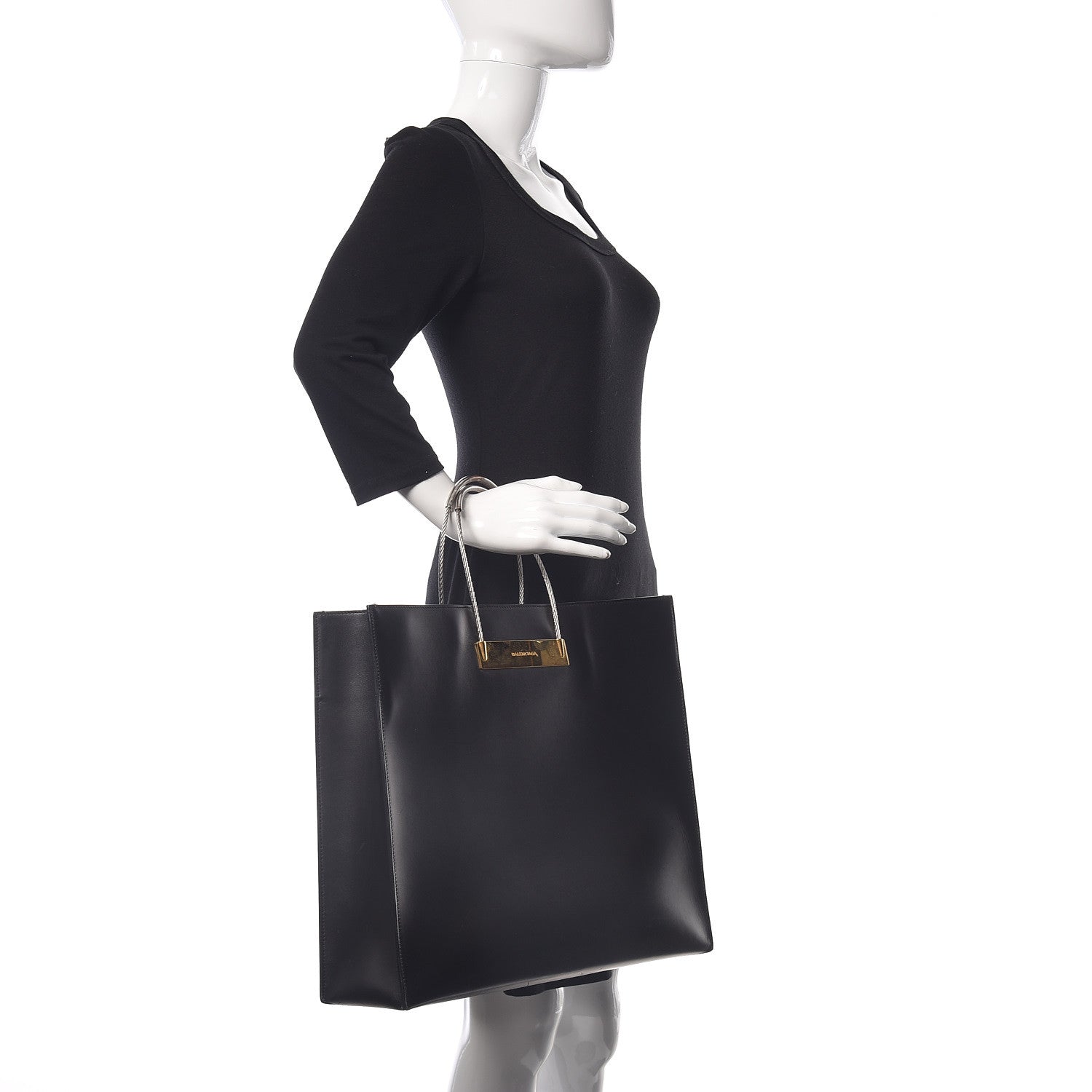 Balenciaga Soft Calfskin Medium Cable Shopper Tote Black 2 of 13