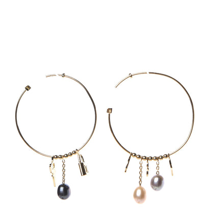 Louis Vuitton 18K Yellow Gold Pearl Monogram Hoop Earrings 1 of 7