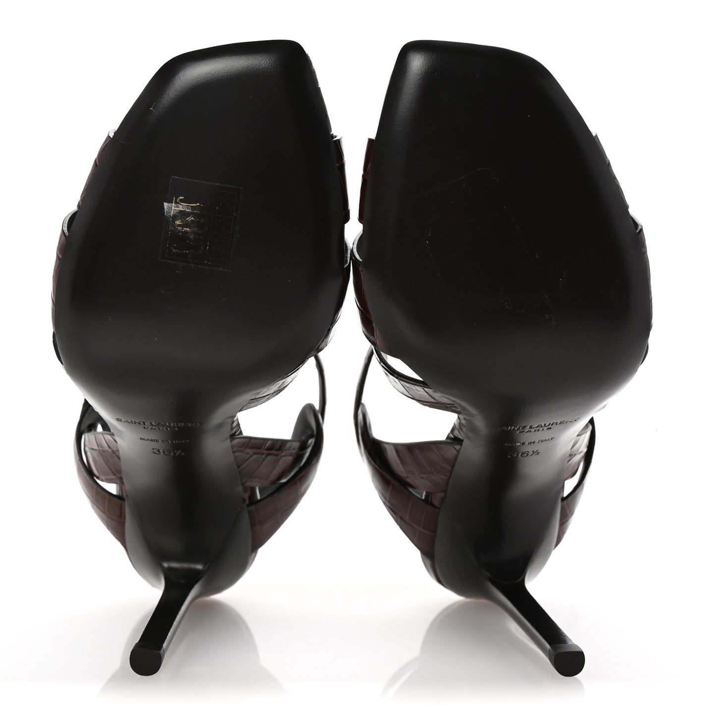Calfskin Crocodile Embossed Tribute 105 Sandals 36.5 Moro