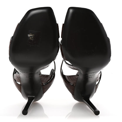 Saint Laurent Calfskin Crocodile Embossed Tribute 105 Sandals 36.5 Moro 6 of 10