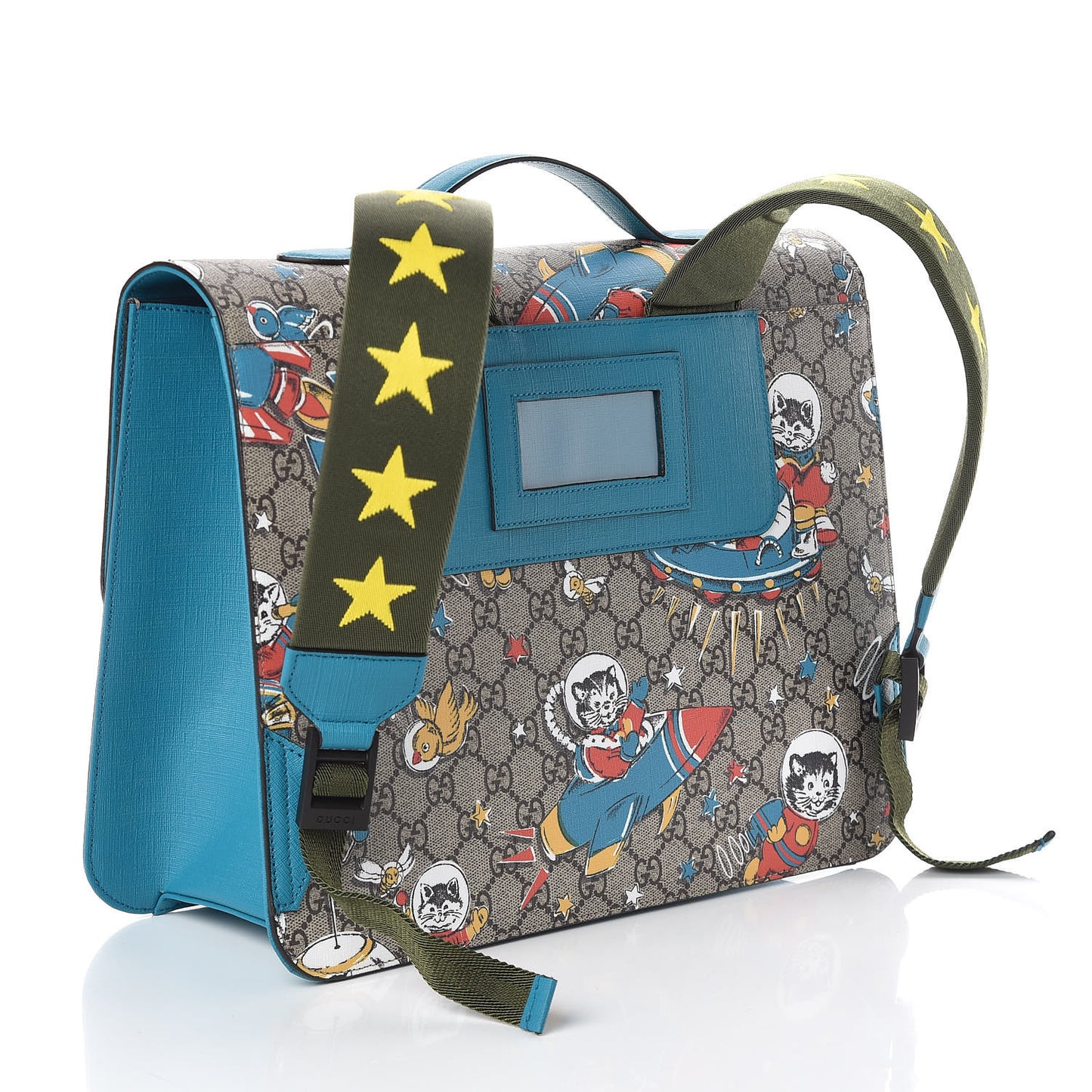 GG Supreme Monogram Space Cats Childrens Backpack Blue