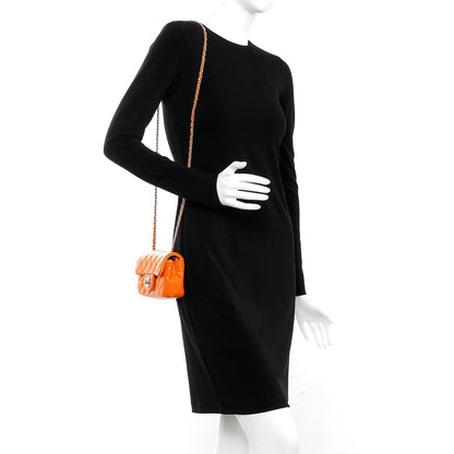 Chanel Patent Quilted Extra Mini Flap Orange 2 of 7