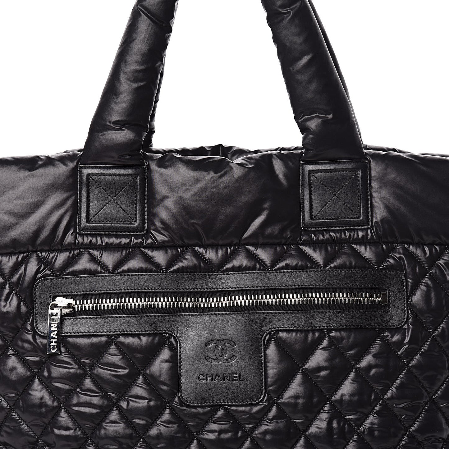 Nylon Quilted Large Coco Cocoon Tote Black