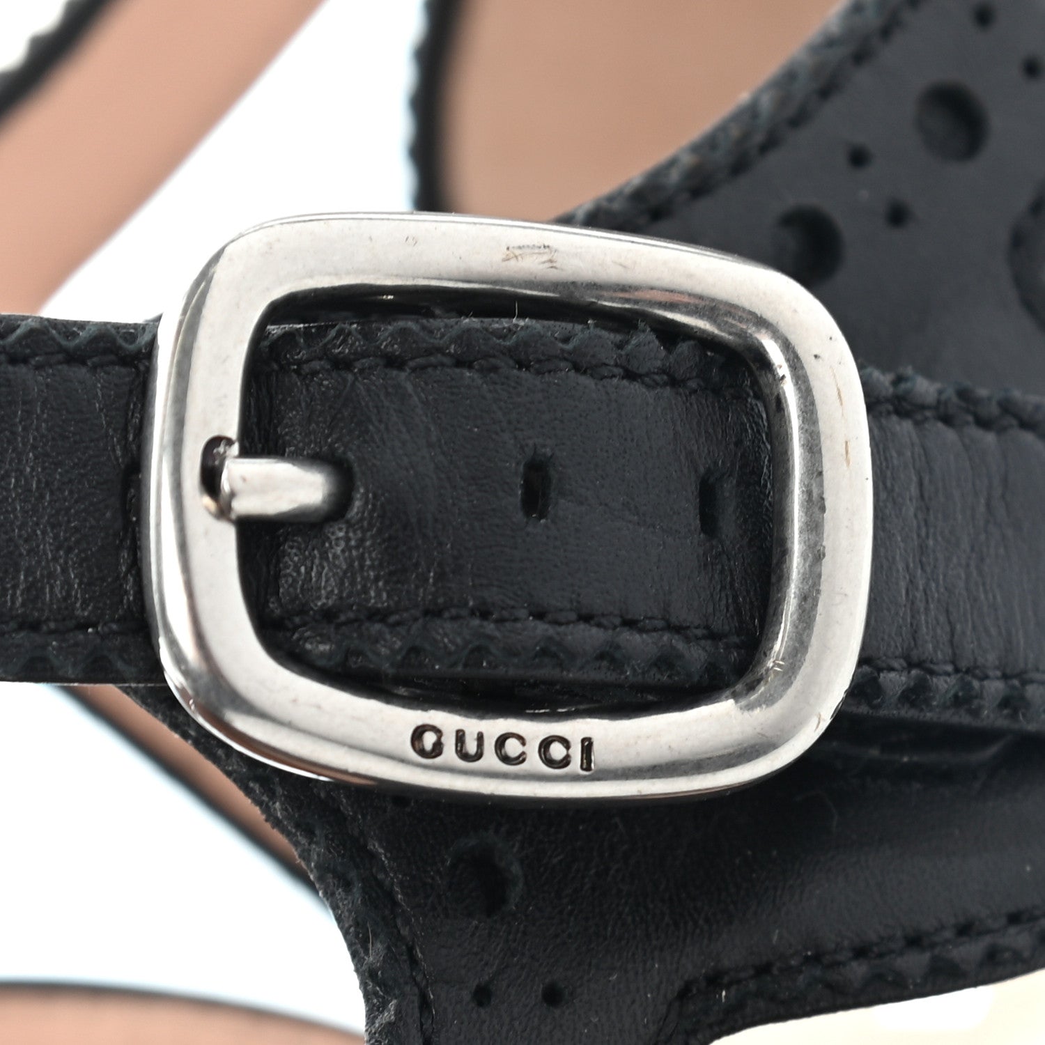Gucci Calfskin Bee Embroidered Womens Queercore Brogue Wingtip Monk Strap Loafers 37.5 Black 8 of 10