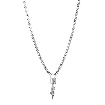 Christian Dior Metal Lock and Key Necklace Silver 1 of 5