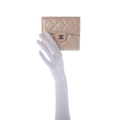 Chanel Iridescent Calfskin Quilted Compact Flap Wallet Beige 2 of 10