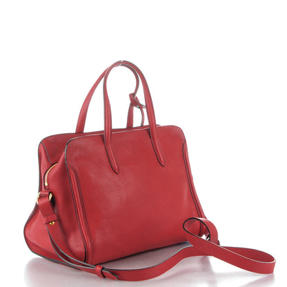 Alexander McQueen Pebbled Calfskin Small Skull Padlock Zip Around Tote Red 3 of 7