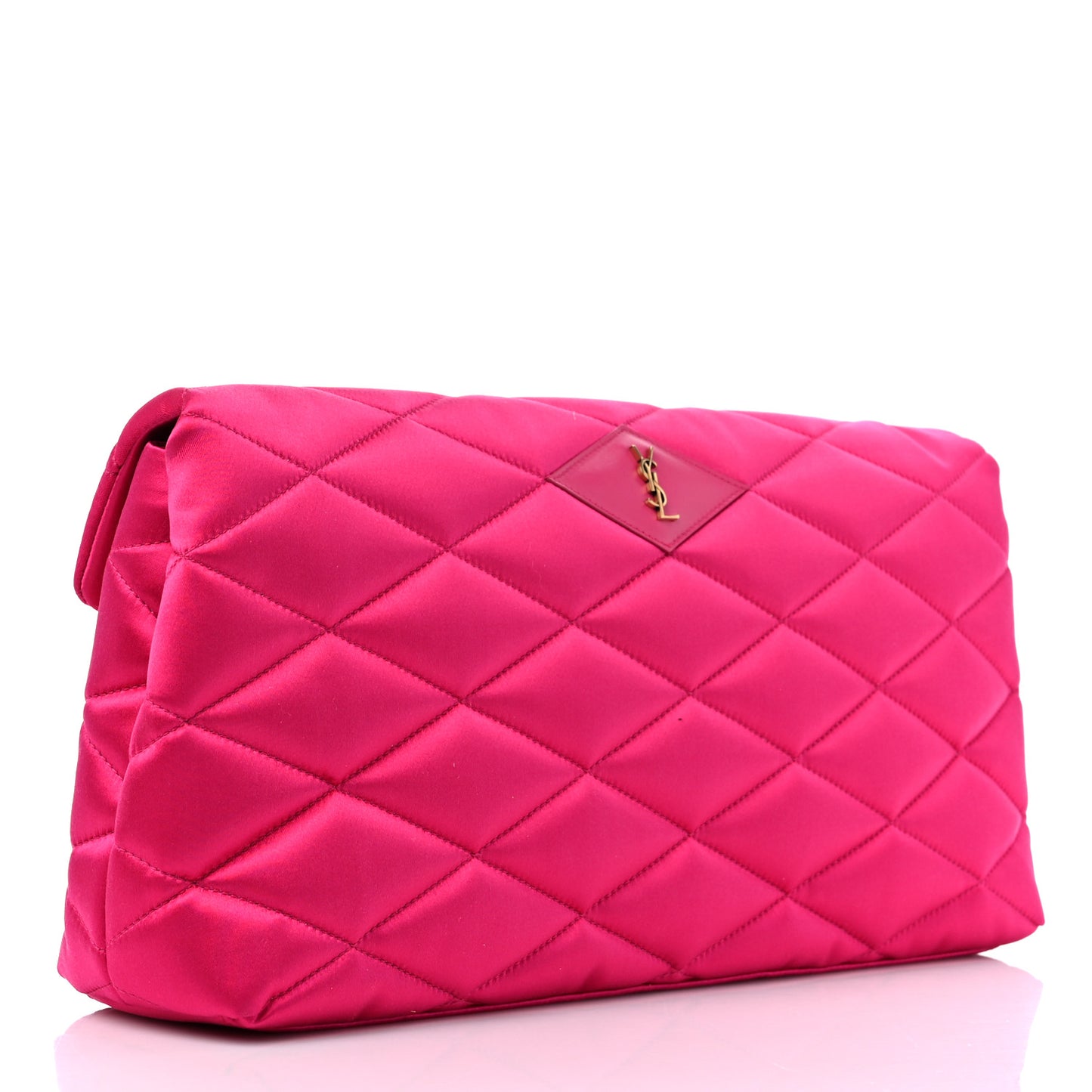 Satin Quilted Sade Puffer Envelope Clutch Bubblegum
