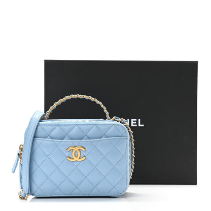Chanel Caviar Quilted Small Pick Me Up Vanity Case Light Blue 13 of 13