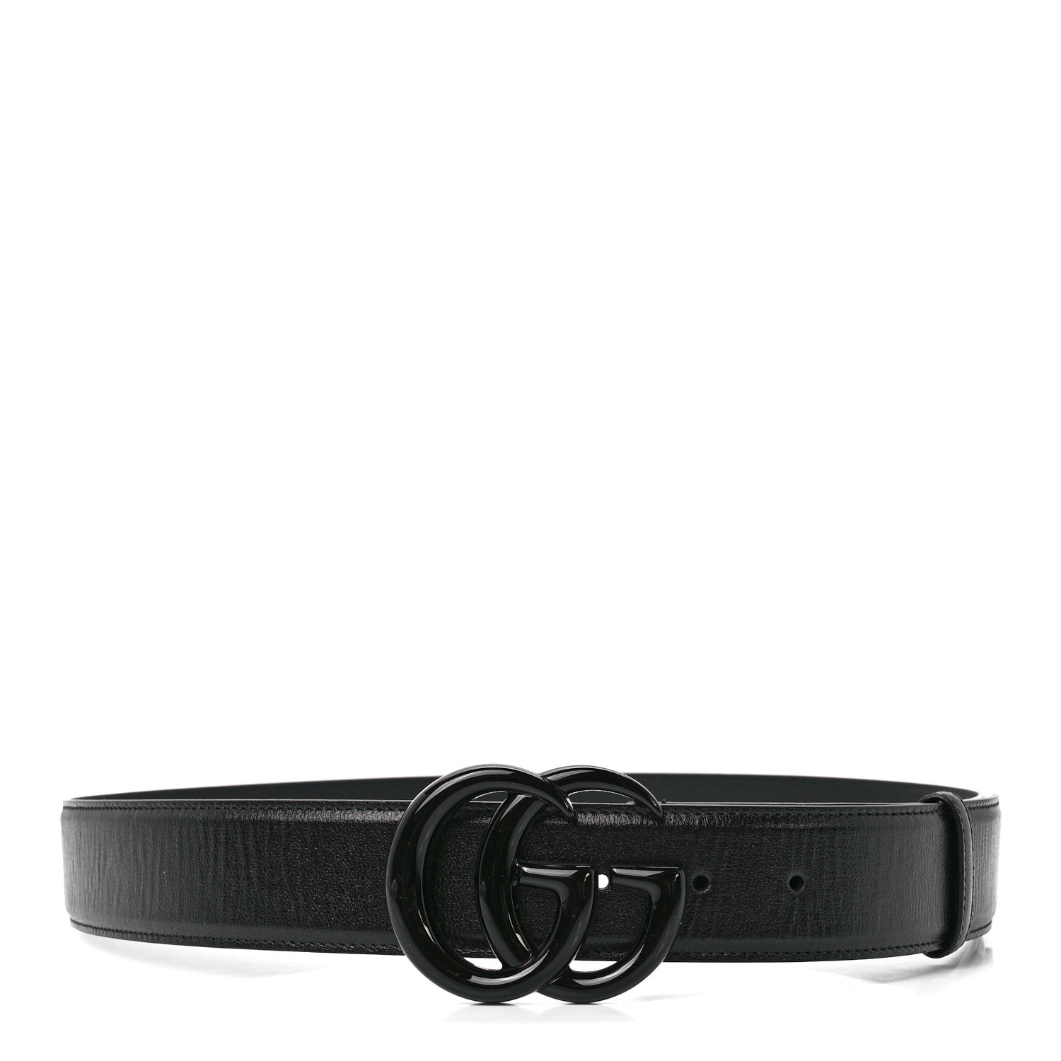Gucci Azalea Calfskin Enamel Monochrome Double G 40mm Belt 105 42 Black 1 of 5