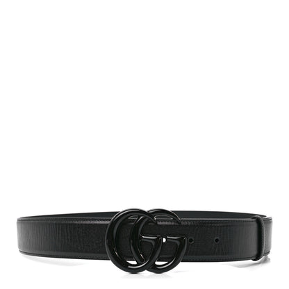 Gucci Azalea Calfskin Enamel Monochrome Double G 40mm Belt 105 42 Black 1 of 5