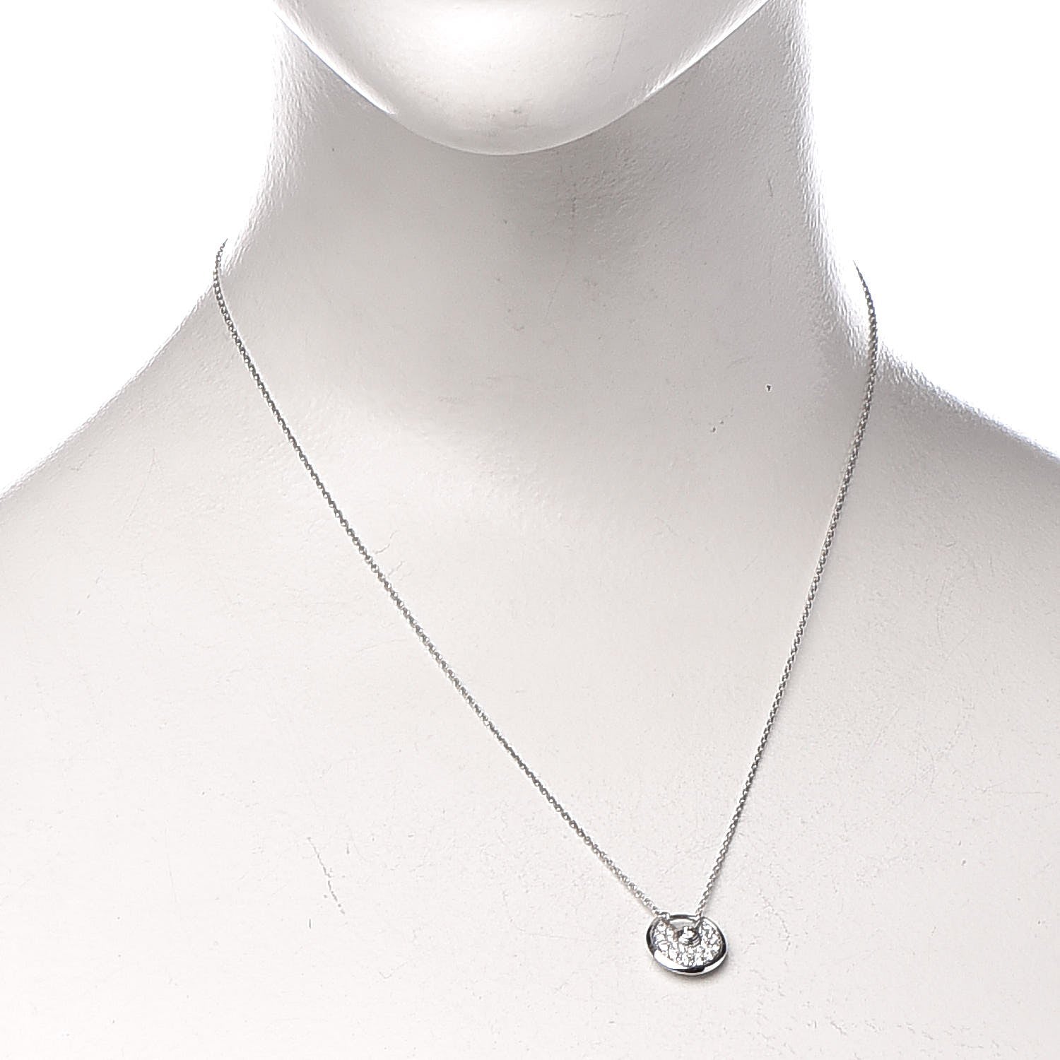 Cartier 18K White Gold Diamond XS Amulette de Pendant Necklace 2 of 7